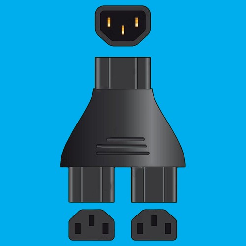1x Negro Conector IEC A Dos Enchufe Adaptador Divisor, 230V 10A ,Poder, Computer - Imagen 3 de 3