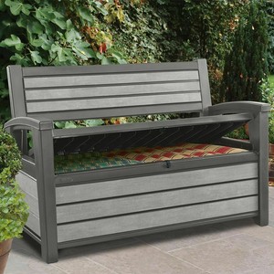 Keter Hudson Plastic Storage Bench Deck Box Outdoor Storage