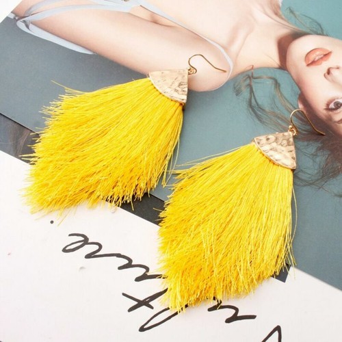 Gioielli Pendenti Bohemien Gancio Grosso Frangia Orecchini Nappa Lunghi Donna Goccia Boho - Foto 4 di 26