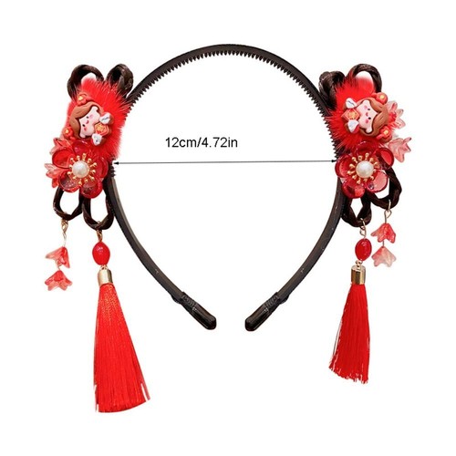 Pearl Flower Tassel Headband Chinese Style New Year Headwear Children - Picture 2 of 18