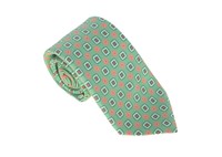 Kiton Napoli Green & Orange Geometric Motif Seven Fold Handmade Silk Necktie on sale Kiton Napoli Green & Orange Geometric Motif Seven Fold Handmade Silk Necktie on sale