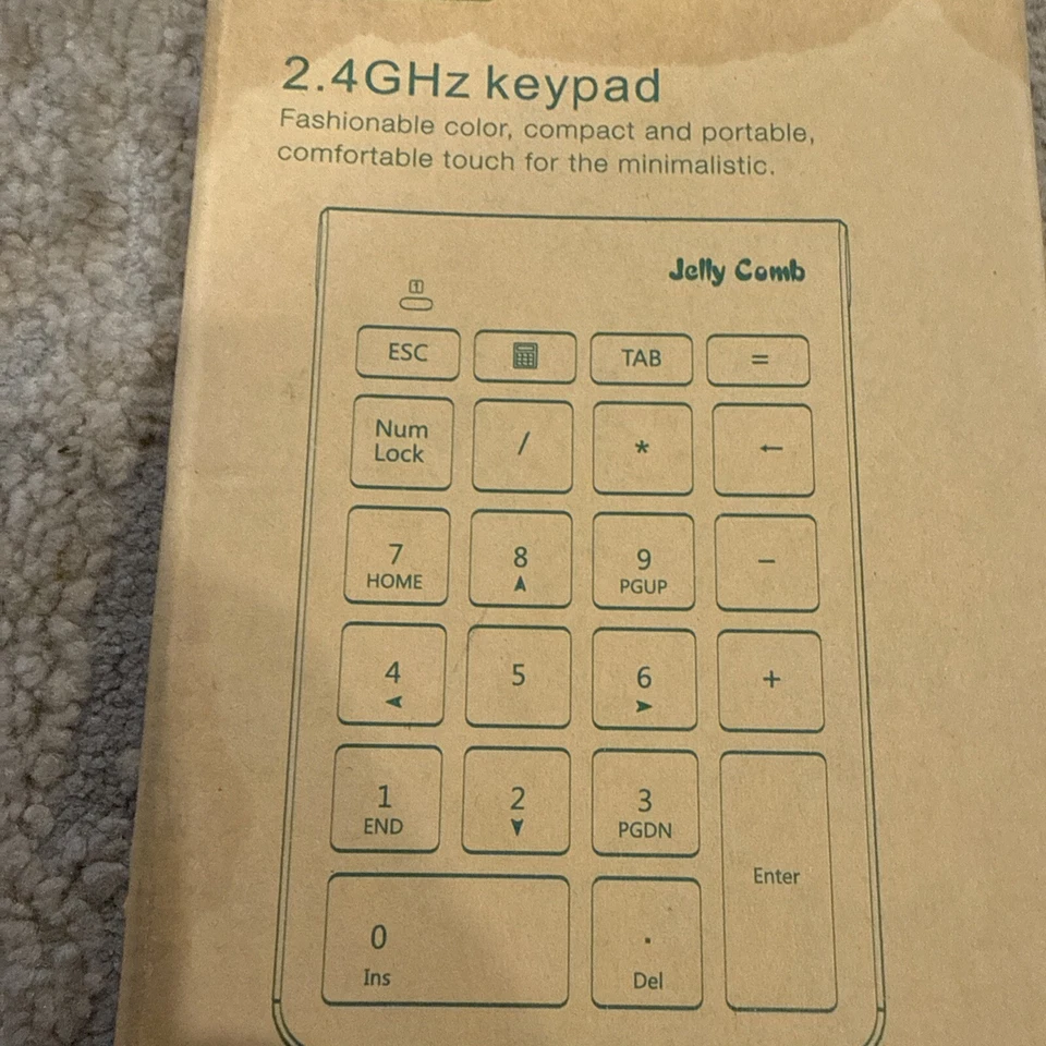 Jelly Comb Wireless Number Keypad NEW NIP NIB Plug & Play X001NUPK4X Black - Image 3 of 4