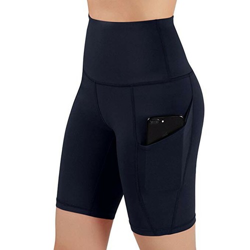 Women Casual High Waist Out Pocket Yoga Running Athletic Yoga Skinny Short Pant - Picture 4 of 21