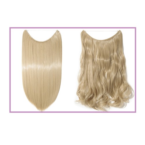 Long Real Wire In Hair Extensions With Invisible Band Wavy Hair Piece For Women - Picture 16 of 42