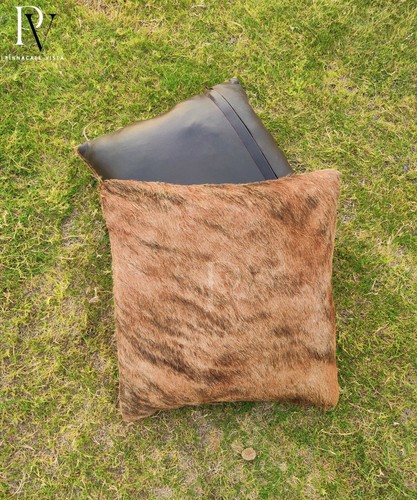 FUNDA DE ALMOHADA DE CUERO DE VACA HECHA A MANO FUNDA DE ALMOHADA ATIGRADO HAIRON - Imagen 2 de 5