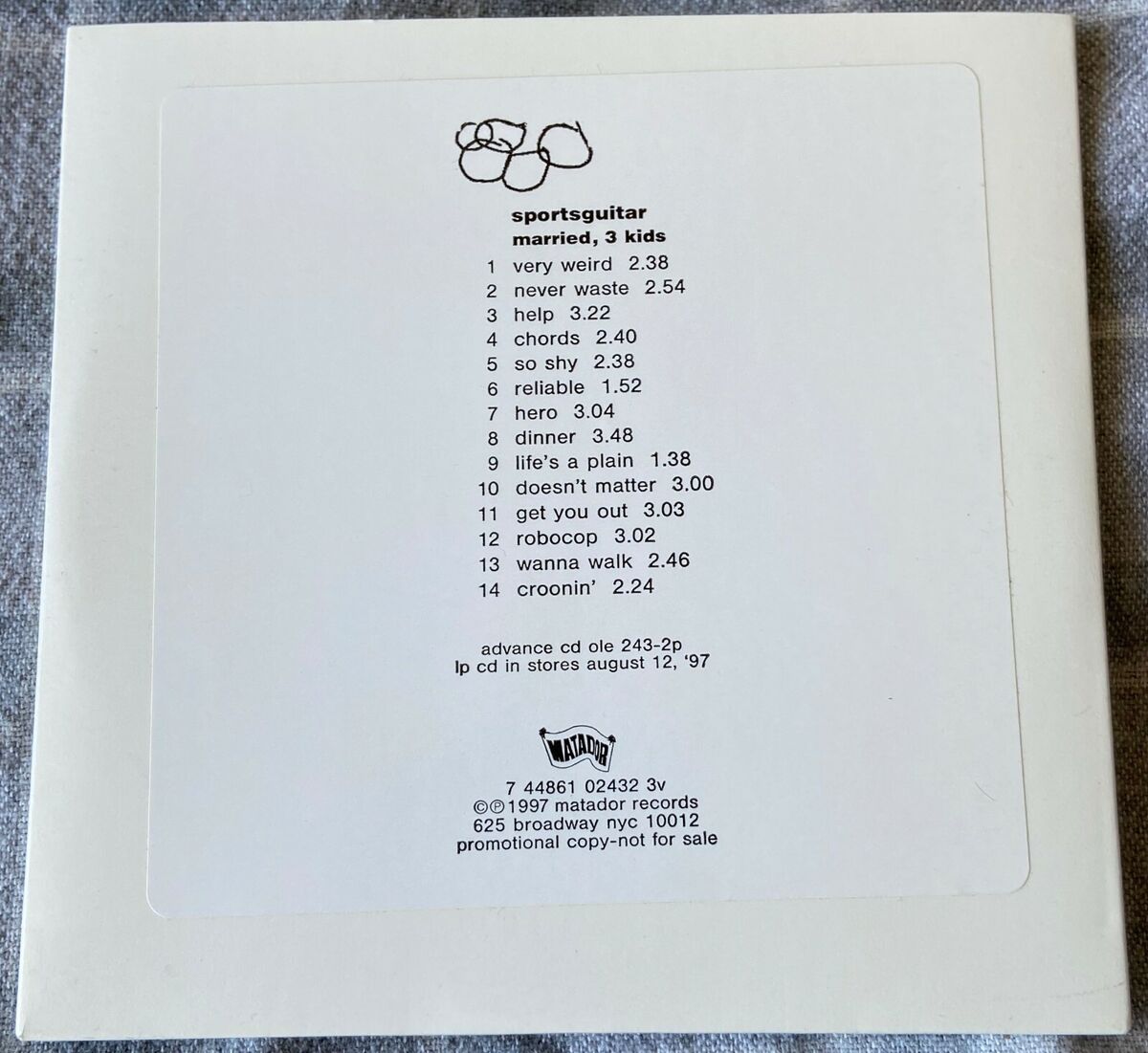 Married, 3 Kids Sportsguitar promo advance CD 1997 Matador OLE 243-2P Married, 3 Kids Sportsguitar promo advance CD 1997 Matador OLE 243-2P