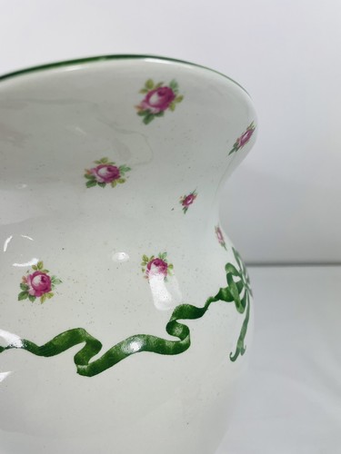 VTG Hampton & Sons London ENGLAND Large Wash Pitcher w/ Pink Roses Ribbon Bow - Picture 8 of 12