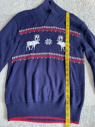 Gymboree Kids Boys L 10/12 Shawl Collar Fair Isle Sweater Cotton in Blue - Picture 7 of 8