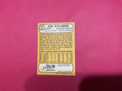 1968 Topps Jim Palmer #575, No Flaws - Picture 2 of 2