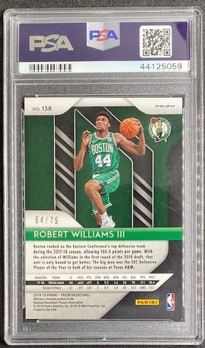 Robert Williams III 2018 Prizm Purple Prizm #138 Blazers Rookie RC - /75 - PSA 9 - Picture 2 of 2