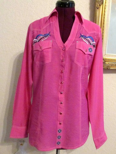 WMS ROCK 47 BY WRANGLER SZ S RAYON/NYLON SNAP FRT EMBROIDERED/EMBELLISHED SHIRT - Picture 7 of 12