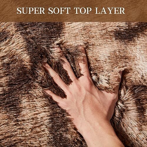 Fluffy Shag Area Rugs for Bedroom, 5x7 Ft Tie-Dyed Upgrade Anti 5x7 Feet Coffee - Picture 5 of 7