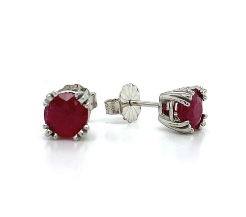 Pendientes de tachuelas de rubí natural genuino de platino de 1,72 quilates de joyería (#J6318) - Imagen 3 de 7
