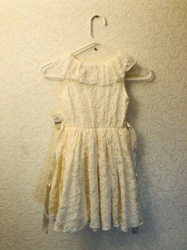Zenzi Dress Girls, Color Almond Cream, Floral Lace, Size S 6/6X - Picture 2 of 3