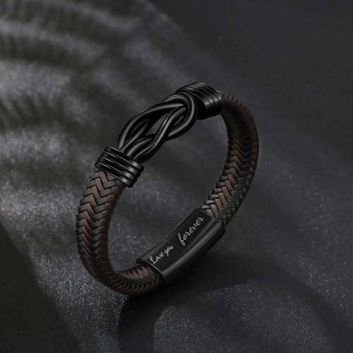 Personalised Mens Leather Bracelets Engraved for Dad Birthday Fathers Day Gift - Picture 16 of 23
