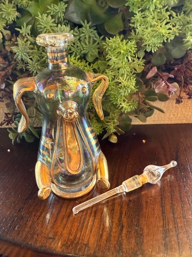 RARE HAND BLOWN EGYPTIAN GLASS PERFUME BOTTLE DOG ADORABLE - Picture 3 of 3