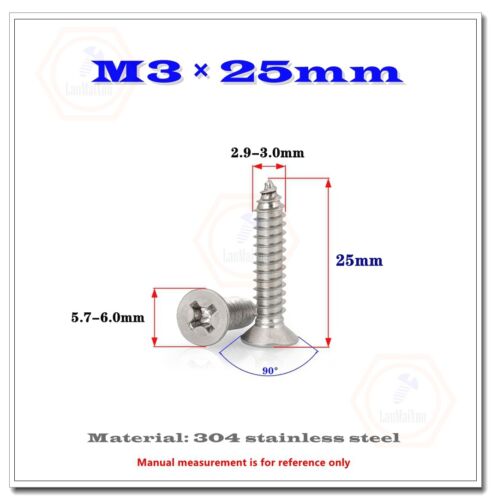 M2 M3 M4 304 Edelstahl Kreuzschlitz Senkkopf Blechschrauben Holzschrauben - Bild 4 von 23
