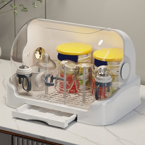 Large Capacity Baby Bottle Drying Rack with Transparent Lid Removable Drain Tray - Picture 3 of 27