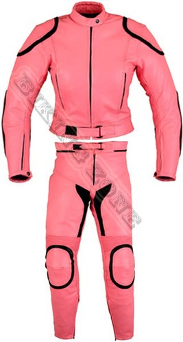 LADIES PINK HORIZON WOMENS MOTORBIKE MOTORCYCLE / FASHION LEATHER JACKET & SUIT - Picture 4 of 9