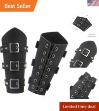 Authentic Faux Leather Arm Guards - Comfortable Belt Bracers - LARP Costume