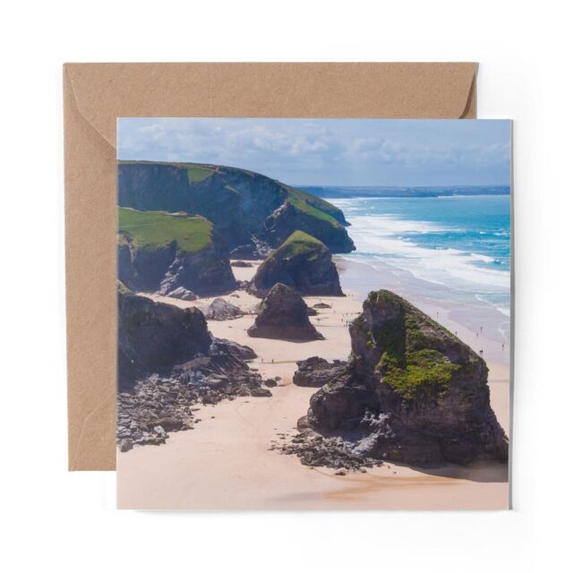 1 x Blank Greeting Card Bedruthan Steps Cornwall Beach Newquay #50227 AN10114