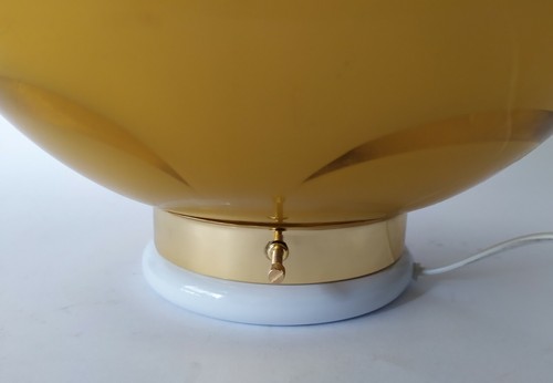 ♥ LAMPADA VETRO MURANO VINTAGE SPACE AGE DESIGN GIALLA SFERA BALL MAZZEGA venini - Picture 4 of 7