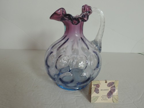 Exc 1988 Vintage Fenton Maulbeere Optik mundgeblasenes Glas 7" Krug opalisierend Krug - Bild 1 von 12