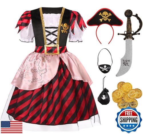 Simplecc Girls Deluxe Pirate Princess Costume Buccaneer Costume Set for Hallo