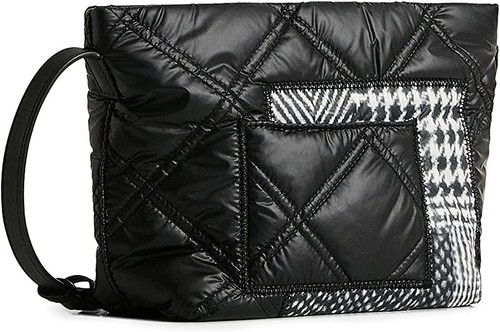 Borsa tracolla Desigual Calpe nera trapuntata pied de poule 27 cm elegante - Foto 2 di 7