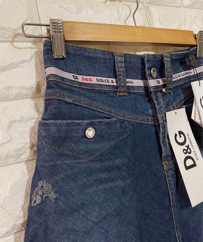 Dolce & Gabbana D&G Logo Denim Skirt Women Size 36 Damage Processing New - Picture 3 of 6