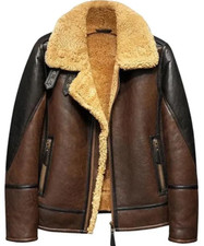 Aviator Jacket RAF B3 WW2 100 sheepskin Mens Leather Flight Bomber Flying irvin