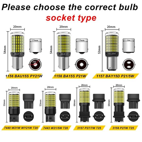 CanBus Lamp 2pcs LED Bulbs 144smd Reverse Turn Reversing Signal Light DC 12v - Imagen 8 de 12
