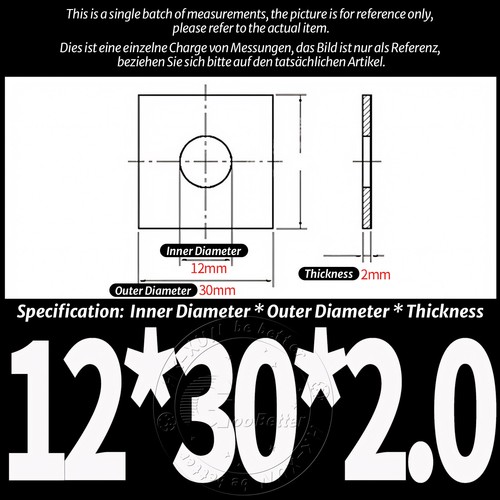 M3 M4 M5 M6 M8 - M20 Quadratische Unterlegscheiben Edelstahl A2 Vierkant-Scheibe - Picture 56 of 79