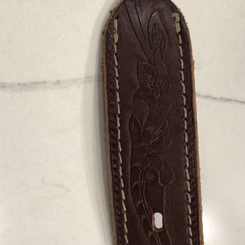 Leather Belt Sz 42 Agave Hand Tooled Brown Brass Buckle NEW Calif. Rare Vintage - Picture 14 of 19