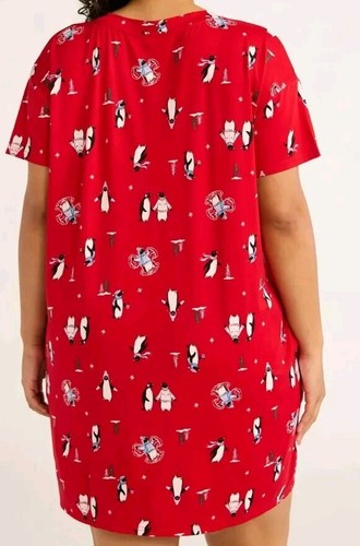 Joyspun Women's S/M Short Sleeve Sleep Shirt Nightgown PENGUINS Winter #10725 - Picture 7 of 7