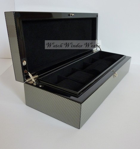 Luxury Carbon Fibre Look Watch Storage Box for five watches-model:Watchpro5-CF - Picture 5 of 11