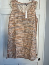 NWT Lilla P Slub Tweed Casual Newport Dress Orange 100% Cotton Boho Shift Large