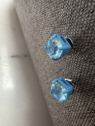πππ Mimco New Blue Crystal Studs Earrings In Silver + Dust Bag - Picture 6 of 14