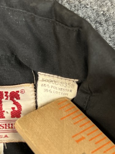 Vintage Levis Shirt Mens 15.5 Small Black Pearl Snap Western Made in USA 70s - Picture 10 of 11