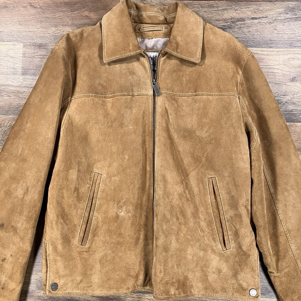 Wilsons Leather Jacket Mens Medium Brown M Julian Suede Lined Full Zip - Image 2 of 4