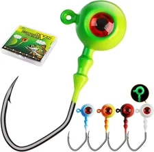 LUCKYFISHING Jig Heads Crappie Jigs Walleye 1/16oz(1.75g)-4#-15pcs 