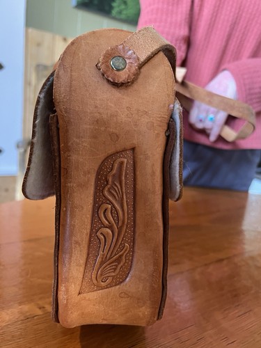 Vintage Hand-Tooled Embossed Leather Saddle Shoulder Purse Made in Mexico CUTE! - Picture 4 of 7