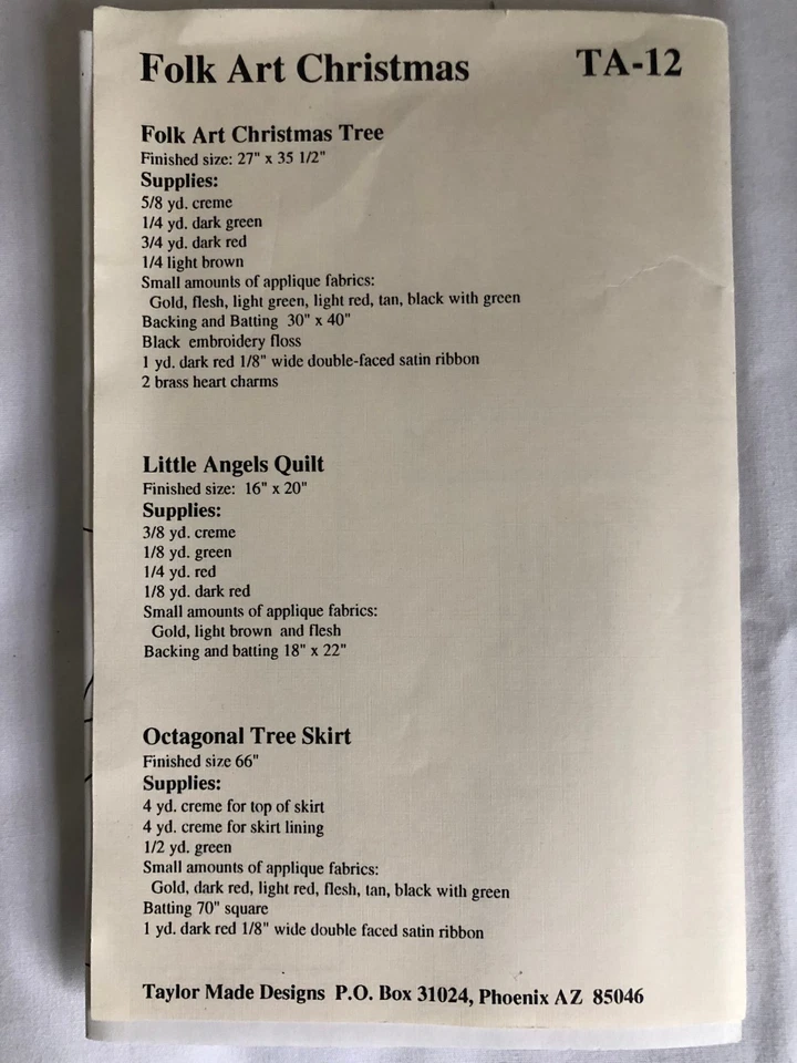 Folk Art Christmas Applique Quilt Patterns for Tree, Angel Quilt, Tree Skirt - Image 3 of 3