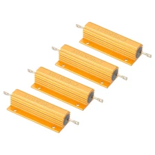 100W 5K Ohm Aluminum Shell Resistor, 4 Pack Aluminum Housing Resistor, Golden