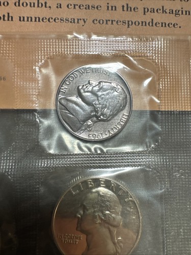 1963 Toned US Mint Proof Set 5 Coins 90% Silver Original Envelope-621766 Choice - Picture 4 of 12