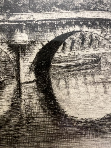 AIME DALLEMAGNE Signed French PARIS Pont Neuf Etching print Framed 24 x 19.5 - Picture 15 of 15