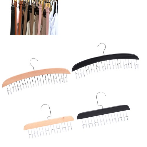 Tie Rack Wave Wood Hooks Storage For Ties Belts - Picture 5 of 34