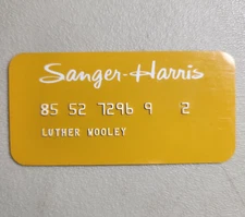 Vintage 1960's Sanger-Harris Credit Charge Plate Card Expired Collectable