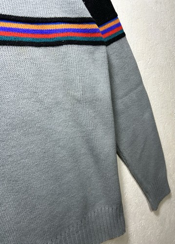 Vintage Ocean Pacific V-Ausschnitt Strickpullover grau bunt Herren Größe Large - Bild 6 von 11