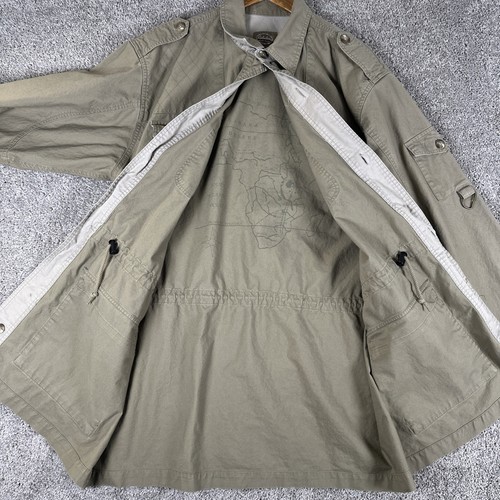 Cabelas Safari Series Coat Men XLT Tan Poplin Adjustable Waist Hunting Shacket - Picture 13 of 19